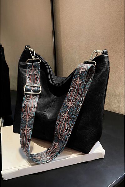 Rimense Black Column Lined Shoulder Bag