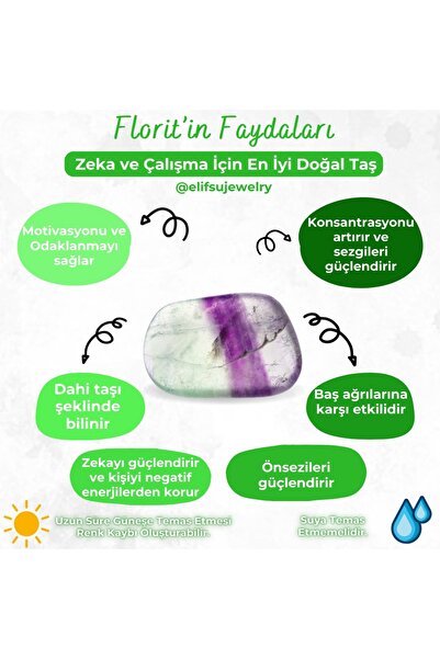 Elifsu Jewelry Florit Dahi Taşı Doğal Taş Kolye