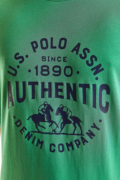U.S. Polo Assn. Ανδρικό μπλουζάκι με λαιμόκοψη 100% βαμβακερό πράσινο 1827193