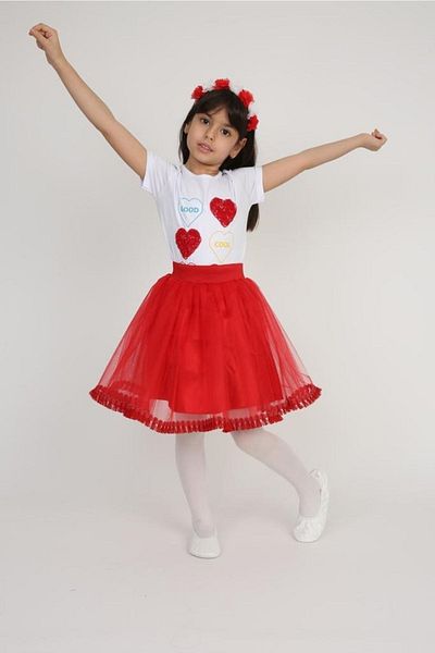 Haba Girl's Suit Costume Badi and White Stripe Skirt