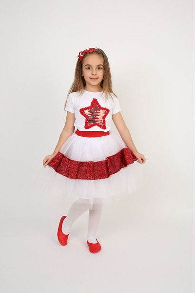 Haba Girl's Suit Costume Badi, White Stripe Skirt