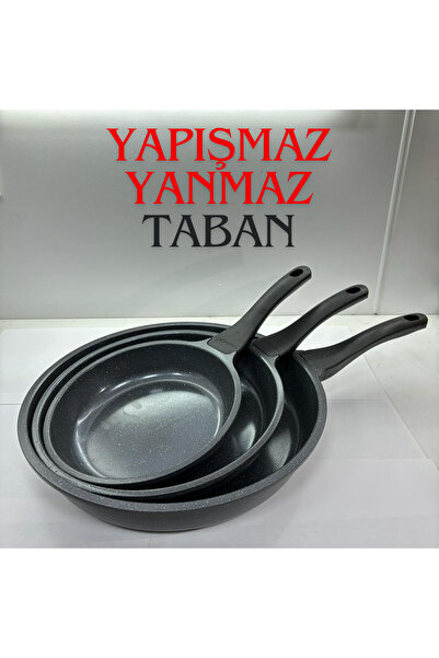 ThermoAD Granit Döküm 3'lü Gri Tava Seti 20-26-32 cm - Fryas Series