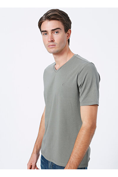 Fabrika Khaki Men's Basic Modal T-Shirt Romeo-V