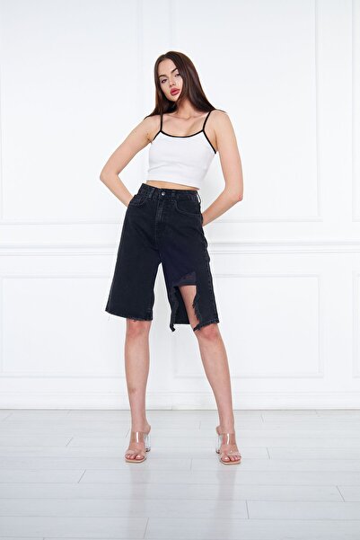 CRC JEANS Μαύρο σορτς μήκους μίντι