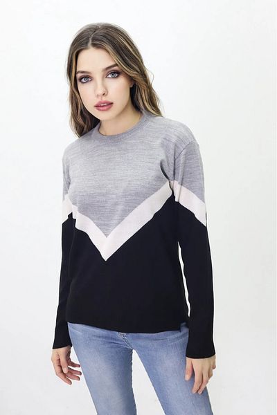 ÇILDIR ÖRME Bagel Collar Front V Model Sweater