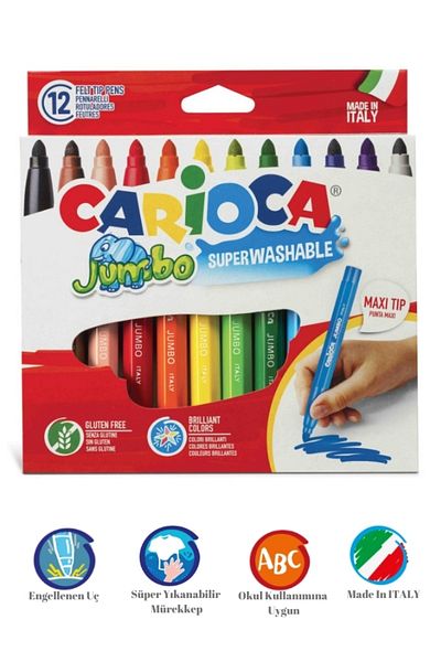 CARIOCA - Jumbo Super Washable Felt Tip Crayons Pack of 12