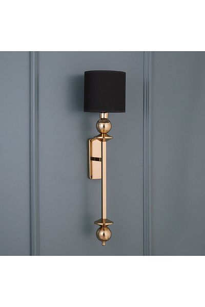 Elit Aydınlatma Stick Lighting Honey Color Black Fabric Cylinder Head Wall Lamp Sconce