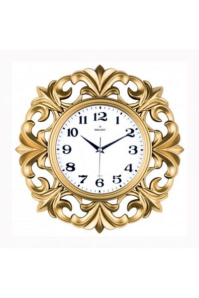 Galaxy Wall Clock Gold Yellow Frame Diameter: 39.5cmx 19.5cm Acrylic Painted Abs Case Mine