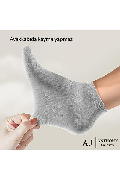 ANTHONY JACKSON 10 Çift Kutulu BAMBU Premium Bay-Bayan Patik Çorap - Bilek Boy Kısa Spor Koşu ve Yürüyüş Çorabı