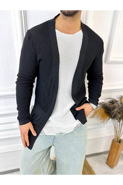 elkumoda Ζακέτα με πλεκτό γιακά σάλι Εποχιακή πλεκτή ζακέτα που δεν πέφτει