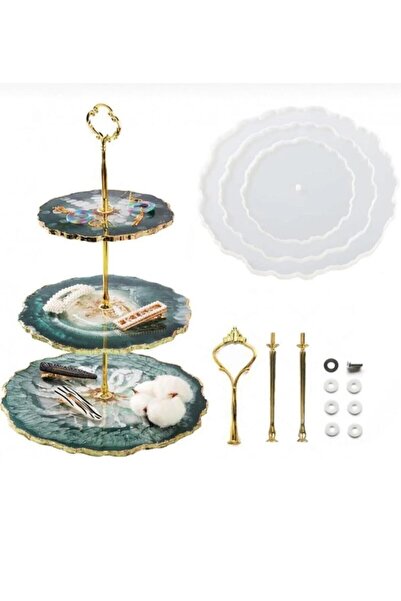 Şenhomee Epoksi Silikon Cupcake Standı Kalıp Yuvarlak 3 Lü Kek Standı