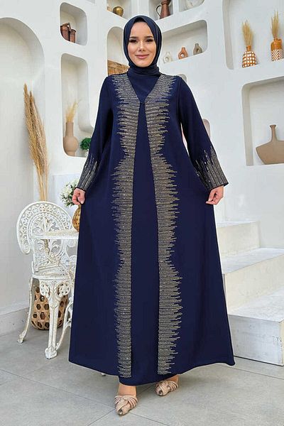 Bym Fashion Φόρεμα φόρεμα με παγιέτα κεντημένο γιλέκο 8498 Navy Blue