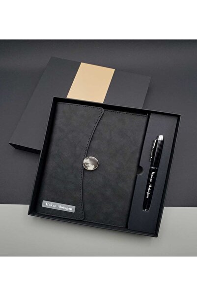 Yaprak Hediyelik Kişiye Özel İsim Baskılı Defter Kalem Seti Farklı Renk Seçen...