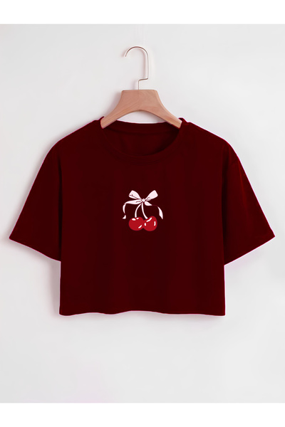 Ginevra Дамска тениска с голямо деколте и щампа с череши