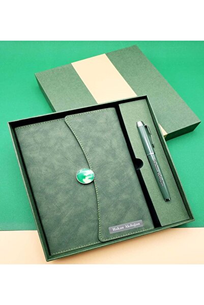 Yaprak Hediyelik Kişiye Özel İsim Baskılı Defter Kalem Seti Farklı Renk Seçen...