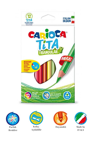 carioca Tita Jumbo Üçgen Kuru Boya Kalemi 12’Li