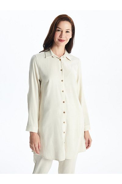 LC Waikiki Einfarbig Leinen-Mischung Damen Hemd Tunika