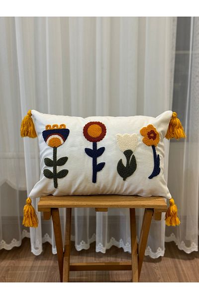 BUGİ HOME COLLECTİON Single Punch Embroidered Embroidered Poncho - Decorative Case