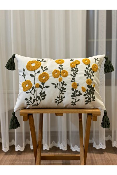 Ottoson TEKLİ PUNCH İŞLEMELİ NAKIŞLI PANÇ DEKORATİF KIRLENT KILIFI