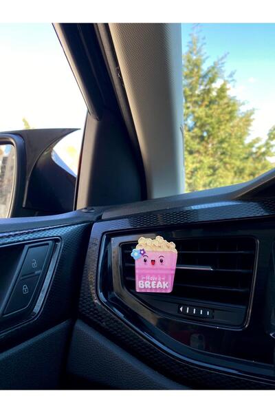 Genel Markalar Simli Emoji Pembe Beyaz Oto Klima Kokusu