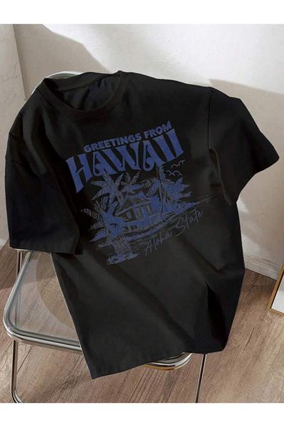 AFROGİYİM Μπλουζάκι Unisex Hawaiian Printed Oversize