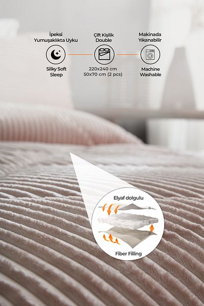 Evlen Home Collection Shrpa Quilt - Plush Soft Daily Wellsoft Double 3-Piece Powder Bed Cover Sleeping Set