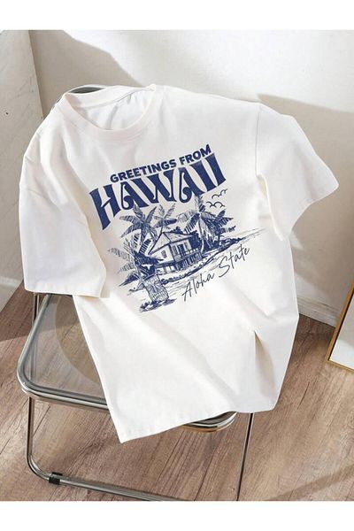 AFROGİYİM Μπλουζάκι Unisex Hawaiian Printed Oversize