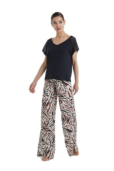 Blackspade Set pijama neagră cu mânecă scurtă pentru femei C9T6N3O06