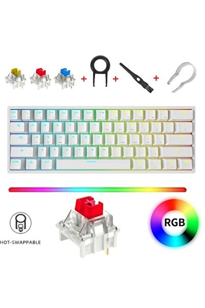 Sarftech K620 Rgb 61 Tuş Kırmızı Switch Type-c Kablolu Mekanik Klavye-hot Swap