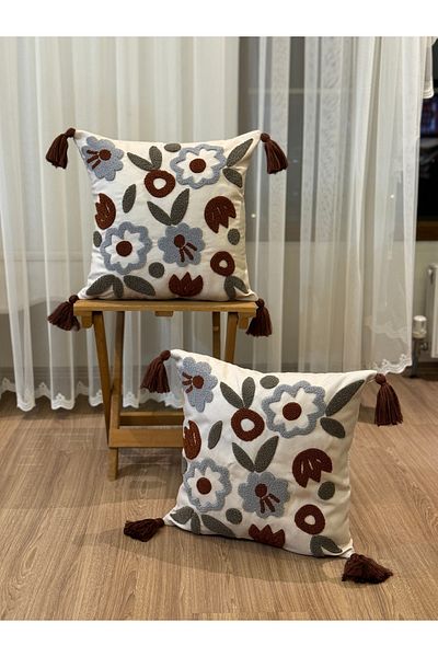 BUGİ HOME COLLECTİON Single Punch Κεντημένο Κεντημένο Πόντσο - Διακοσμητική Θήκη