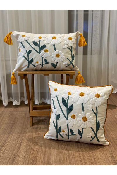 BUGİ HOME COLLECTİON Бродирана перфорация от 2 части - декоративна калъфка за възглавница