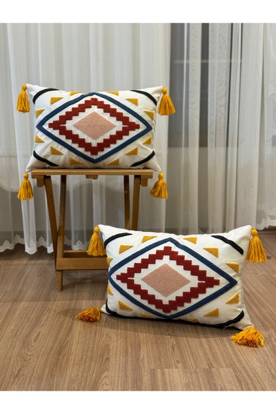 Ottoson 2'Lİ PUNCH İŞLEMELİ NAKIŞLI PANÇ DEKORATİF KIRLENT KILIFI