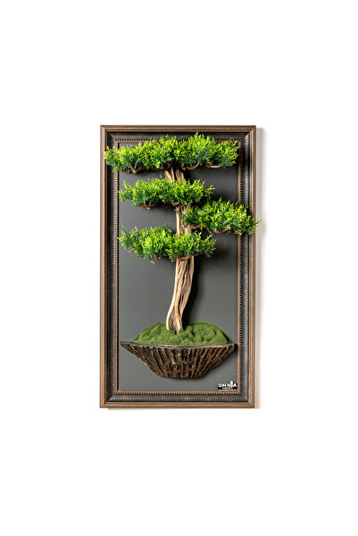 Omnia Concept Bonsai Tablaeu - 1 - Mdf Plaka Üzerinde Çerçeveli 3 Boyutlu Yap...