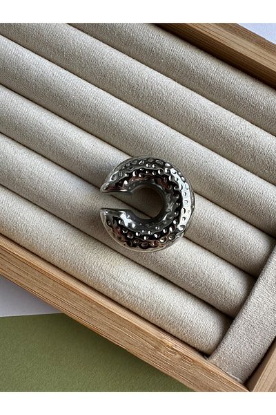 ringbox Silver Color Patterned Curved Cartilage Earring Earcuff