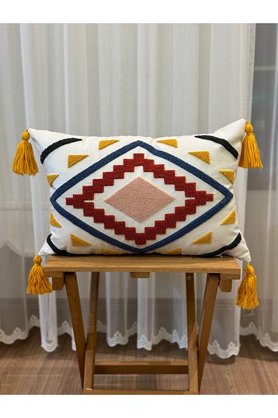 BUGİ HOME COLLECTİON Single Punch Embroidered Embroidered Poncho - Decorative Case