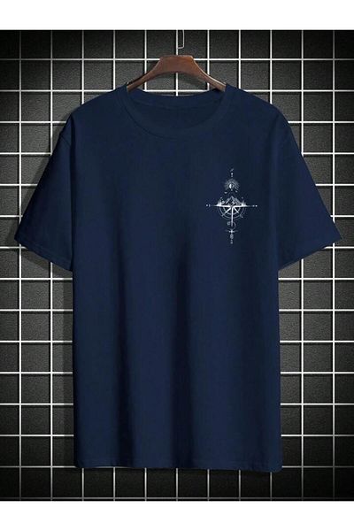 AFROGİYİM Μπλουζάκι Unisex Landscape Compass εμπρός και πίσω με στάμπα Oversize