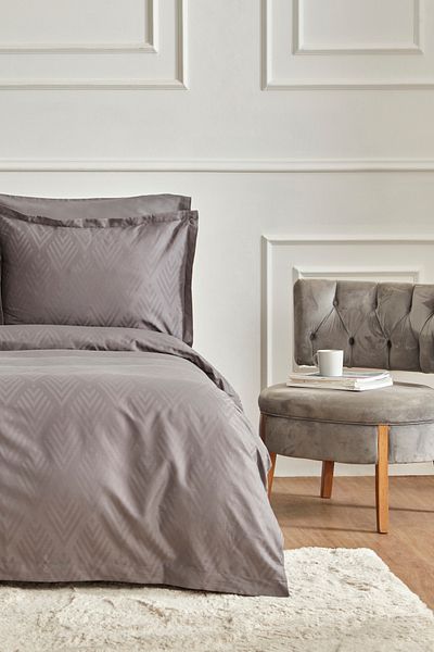 Karaca Home White Collection Lush Διπλό Σετ Παπλωματοθήκη Ζακάρ Σατέν Anthracite