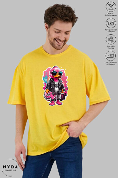 Nyda Collections Pamučna unisex majica sa printom Rose Duck - okrugli izrez, ...