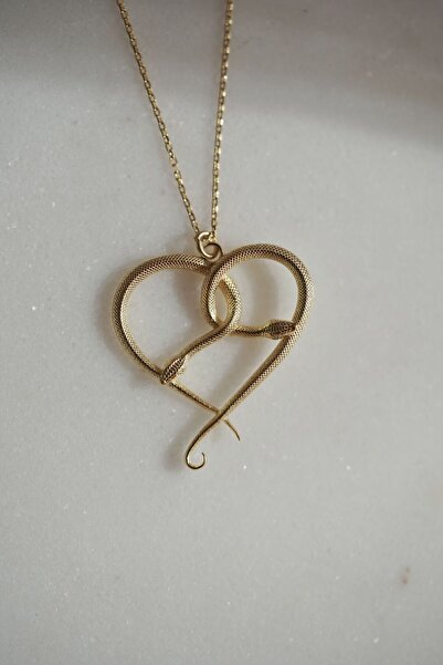 AŞIK ACCESSORIES Şahmaran Yılanlı Kalp Kolye- 925 Ayar Gümüş