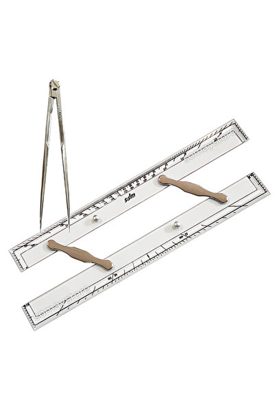 SomayStore Tekne Navigaston Seti Paralel Cetvel & Krom Kör Pergel 2'li Set
