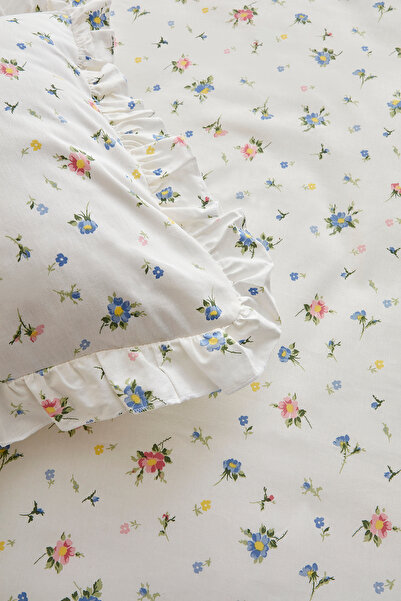 Karaca Home Mia 100% Cotton Frilly Double Sheet Set Blue (PP)