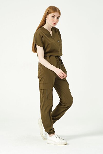 Pratik Medikal Scruburi unisex din Lycra kaki - buzunar cargo, pantaloni de j...