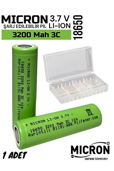 Micron 18650 3.7V (Volt) 3200 MaH(Amper) 3C Lityum Şarj edilebilir 1 Adet Pil...