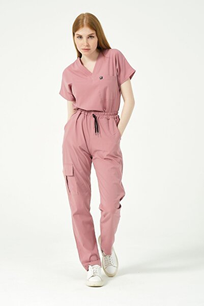 Pratik Medikal الدعك المصنوع من الليكرا داستي روز للجنسين - بدلة بأكمام الخفا...