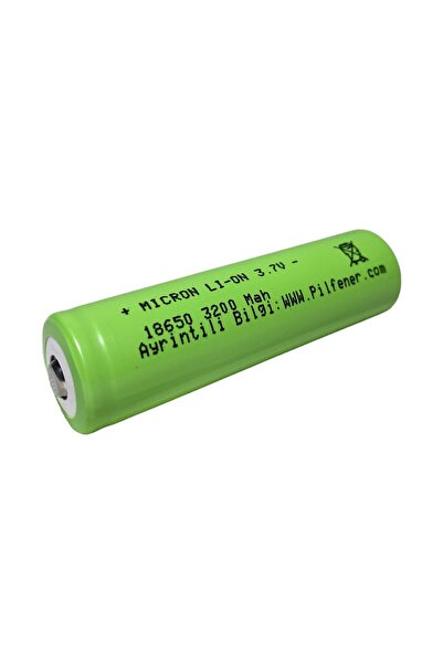 Micron 18650 3.7V (Volt) 3200 MaH(Amper) 3C Lityum Şarj edilebilir 2 Adet Başlı Pil + Pil Kutusu Hediyeli