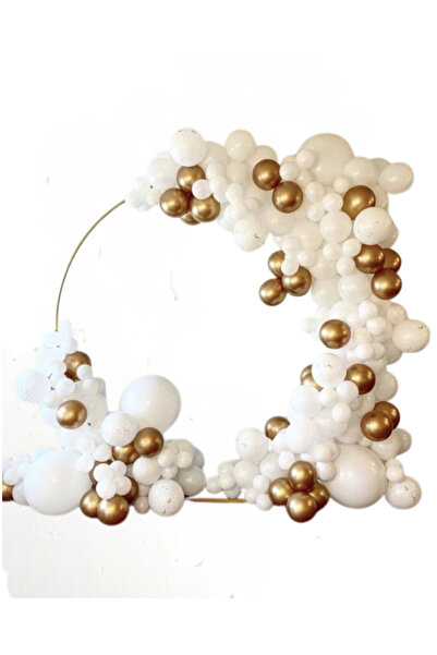 party mix Beyaz Gold Balon Zincir Set 50'li Nişan Söz Düğün Sünnet Mevlüt Beb...