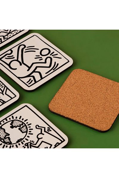 Bella Maison Set of 6 Coasters Keith Haring Black (10X10 cm)