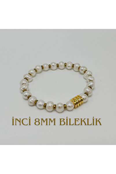 YILDIZ DOĞAL TAŞ Sertifikalı Gerçek İnci 8mm Elastik Misinalı Bileklik