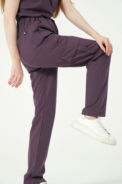 Pratik Medikal Unisex Single Bottom - Plum Lycra Cargo Pocket, Doctor Nurse Jersey
