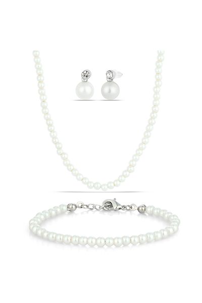 Forentina Pearl Necklace and Earring Bracelet Set - Ps3453